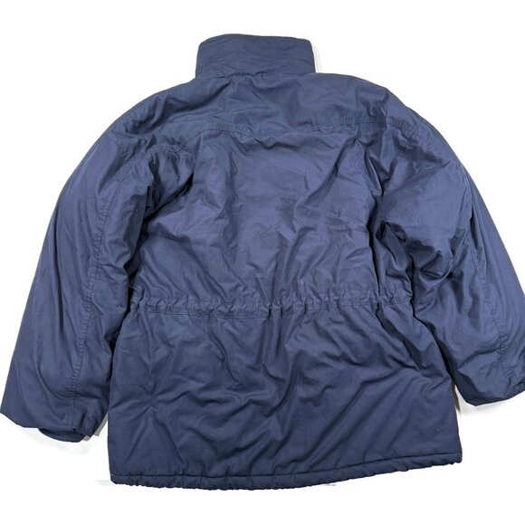 Fred Perry Parka Jacket Blue Mens Large Zip Snap Winter Quilted Interior Coat - Picture 8 of 14